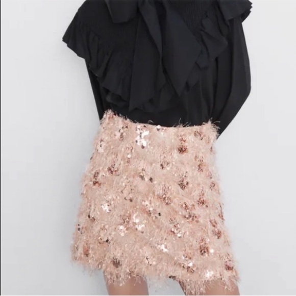 Zara - Rose Gold Sequin Shag Mini - XS - Picture 4 of 5